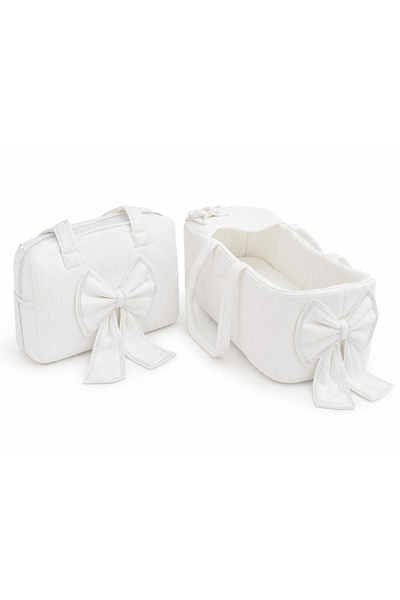 Pure Boutique Σετ καροτσιού μωρού με κομψό λευκό βαμβακερό τσαντάκι μητρότητα...