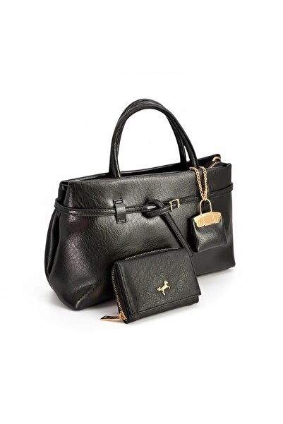 millamoda Soft Leather Women's Shoulder Bag and Wallet Set with Belt Detail