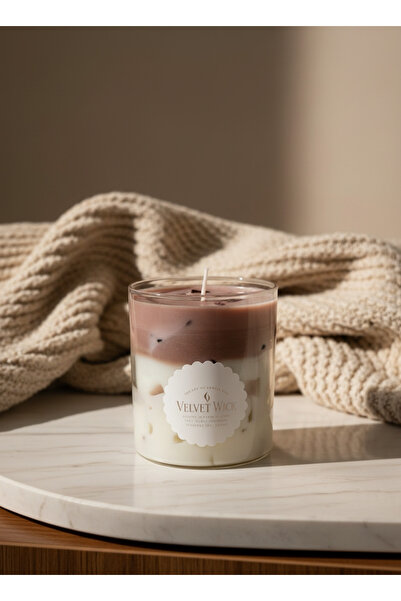 velve Aromatic Decorative Candle with the Aroma of Mocha Coffee in a Glass Cu...