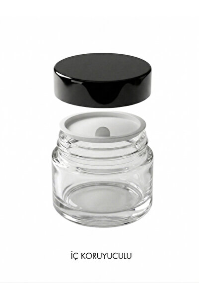 Milea 1 Adet Siyah Kapaklı Parlak Beyaz Cam Lip Sleeping Krem Kozmetik El Bakım Seyahat Kavanozu 50 ML