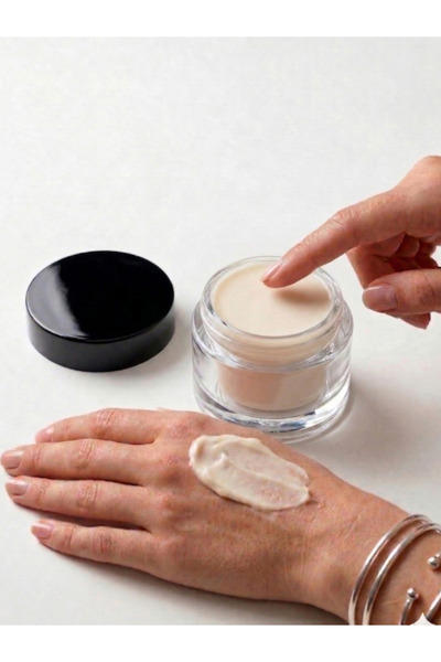Milea 1 Adet Siyah Kapaklı Parlak Beyaz Cam Lip Sleeping Krem Kozmetik El Bakım Seyahat Kavanozu 50 ML