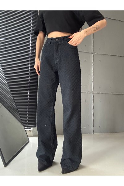 Swet Shop Jeans Women's High-Waisted Special Design Blue Wide-Leg Pants