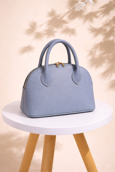 ARLEN STUDIO Kadın Mini Çanta Fermuarlı Oval Form Şık El Çantası 20x12 cm