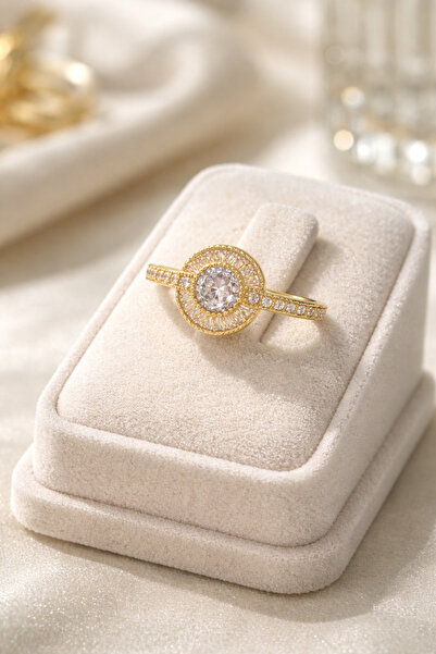 Sylvera Shop Round Baguette Stone Ring - Adjustable (Gold Color)