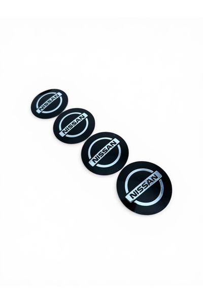İKTUNING NİSSAN YENİ NESİL LOGOLU 56 MM ALÜMİNYUM 4 ADET JANT GÖBEK STICKER T...