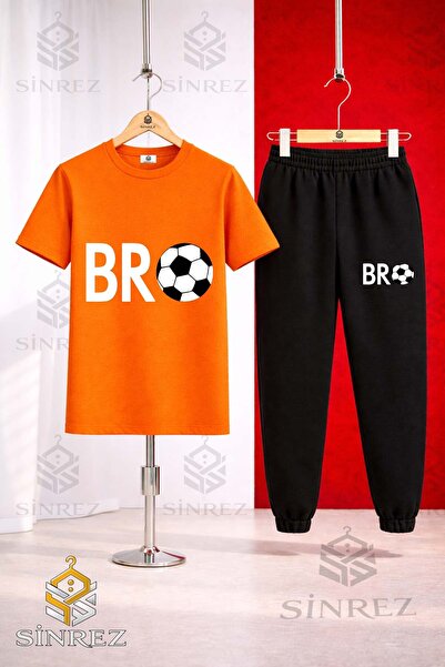 SİNREZ Unisex Kids Bro Top Yazi Byz Printed T-Shirt Tracksuit Set