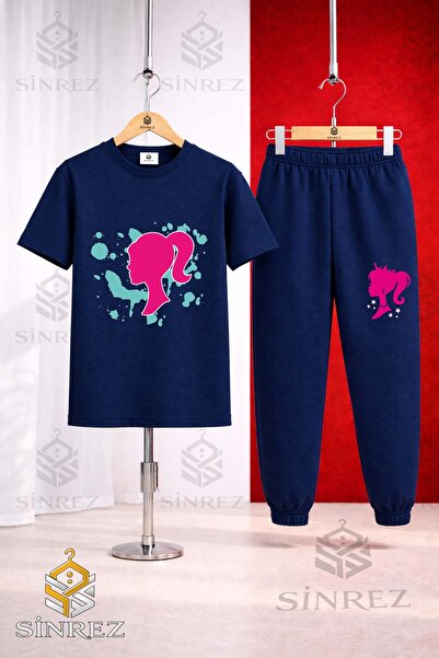 SİNREZ Set de trening unisex pentru copii BRBI HEAD TURQUOISE PAINTED cu impr...