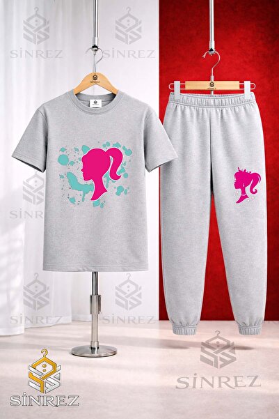 SİNREZ Set de trening unisex pentru copii BRBI HEAD TURQUOISE PAINTED, cu imp...