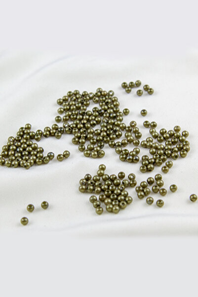 Serhat Aksesuar ve El İşçilik 4 mm Olive Green Dark Plastic Pearl Beads Acces...