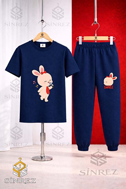 SİNREZ Set de trening unisex pentru copii, cu tricou imprimat TAVSAN MICROFON