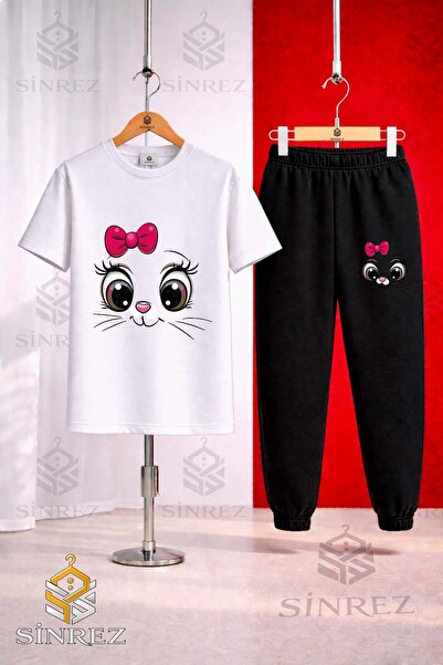 SİNREZ Set de trening unisex pentru copii CAT EYE PMBE KRDL cu imprimeu