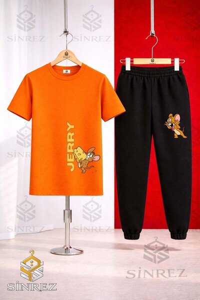 SİNREZ Set de trening unisex pentru copii JERRY SINGLE CHEESE CALAN cu tricou...