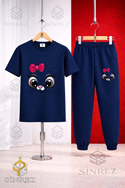 SİNREZ Set de trening unisex pentru copii CAT EYE PMBE KRDL cu imprimeu