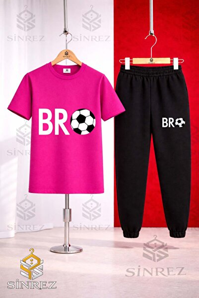 SİNREZ Unisex Kids Bro Top Yazi Byz Printed T-Shirt Tracksuit Set