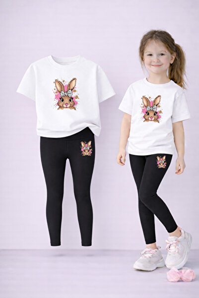 LORVEX Κολάν για μαμά και κόρη - Σετ μπλουζάκι 100% βαμβακερό με στάμπα, ελασ...