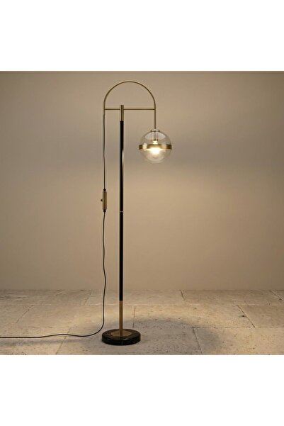 Majestic Home Kalita Modern Gold Arc Floor Lamp with Glass Globe Shade – Cont...