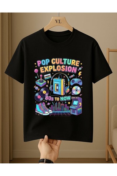 VİVA LORA Nostalgia 90`S Pop Culture Printed Regular 100% Cotton Crewneck Uni...