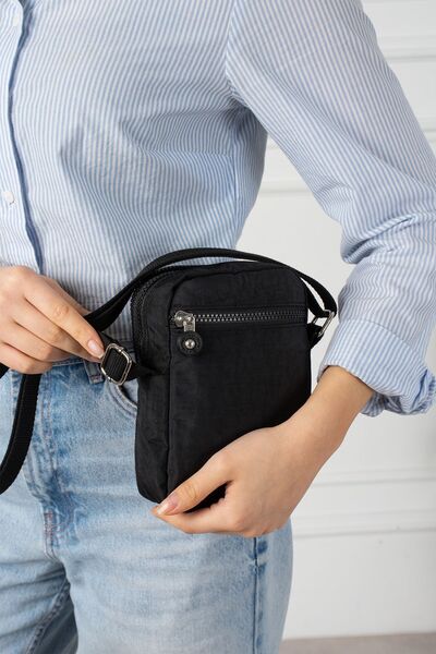 millamoda Water Resistant Clinker Fabric Multi-Pocket Phone Holder Wallet with Adjustable Strap