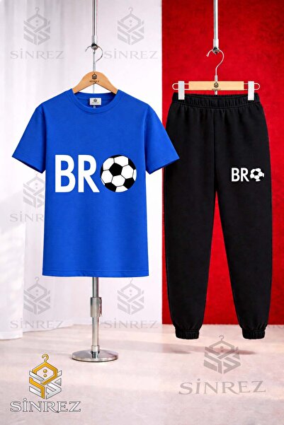 SİNREZ Unisex Kids Bro Top Yazi Byz Printed T-Shirt Tracksuit Set