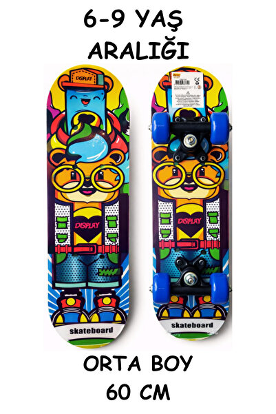 düşler oyuncak dünyası Ayıcıklı Ahşap Kaykay Orta Boy 60 cm 7 Katmanlı Ahşap ...