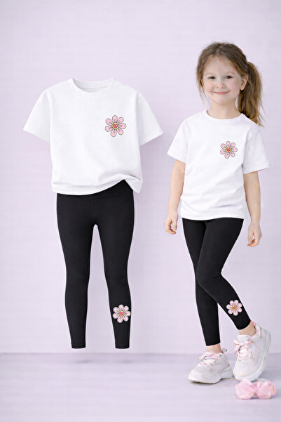 LORVEX Κολάν για μαμά και κόρη - Σετ μπλουζάκι 100% βαμβακερό με στάμπα, ελασ...