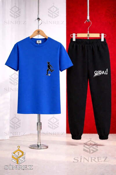 SİNREZ Unisex Kids Footballer Syh Sol Ust Printed T-Shirt Tracksuit Set