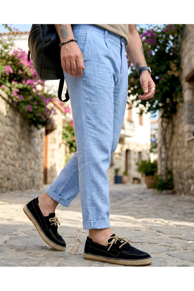 higo Erkek Yazlık Orijinal Deri Bağcıklı Handmade Espadril Ayakkabı