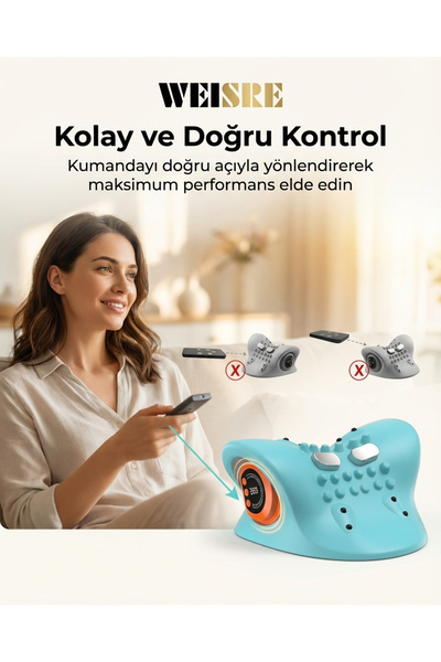 Weisre 3’ü 1 Arada Boyun Masaj Aleti Isıtmalı Titreşimli Taşınabilir Şarjlı Boyun Destek Yastığı EMS WSR-002