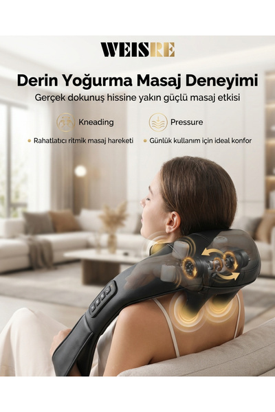 Weisre İnsan Eli Hissi Veren Şarjlı Masaj Aleti – Ovmalı, Boyun, Sırt Ve Bacak Masaj Cihazı Siyah Renk