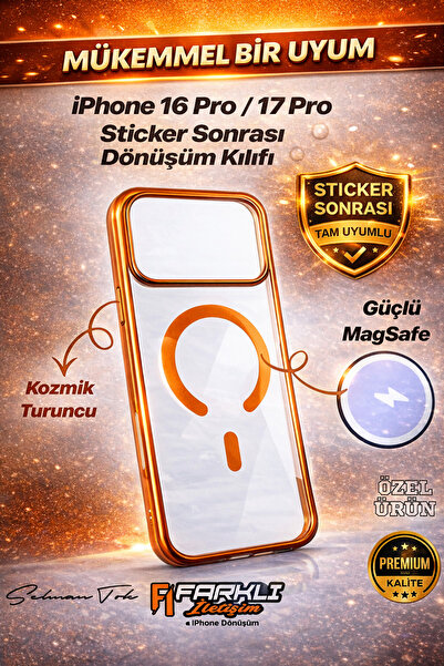 FARKLI İLETİŞİM İPHONE 16 PRO 17 PRO ARKA KAPLAMA STİCKER SONRASI UYUMLU KILIF