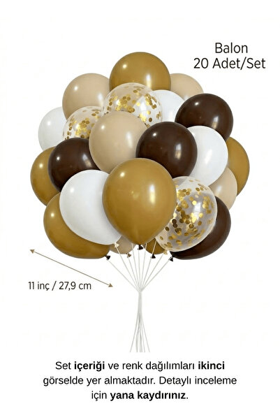 Bunloon Karamel Kum Rengi Retro Balon Seti 20 Adet Doğum Günü Parti Süsleme
