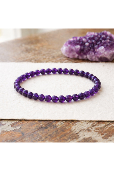 STORE ZARMAN 6 mm Amethyst Natural Stone Bracelet Purple Crystal Bracelet Wom...