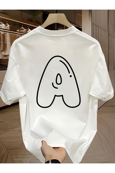 yiou trendy clothing تي شيرت رجالي مطبوع بتصميم حروف ونقوش هندسية جذابة