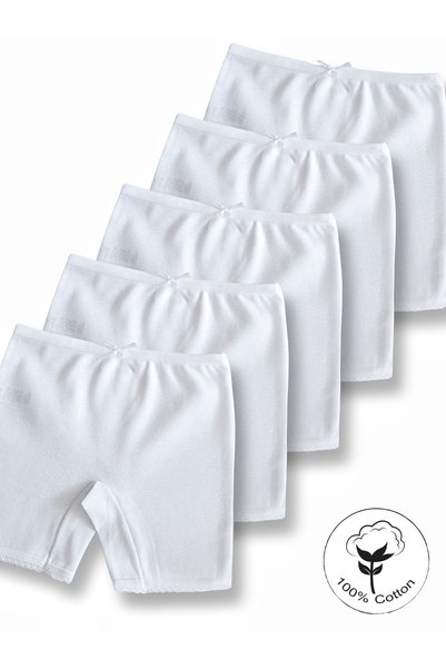 Panfilia 100% Cotton Girls' White Boxer Set of 5 / Underpants / Underwear