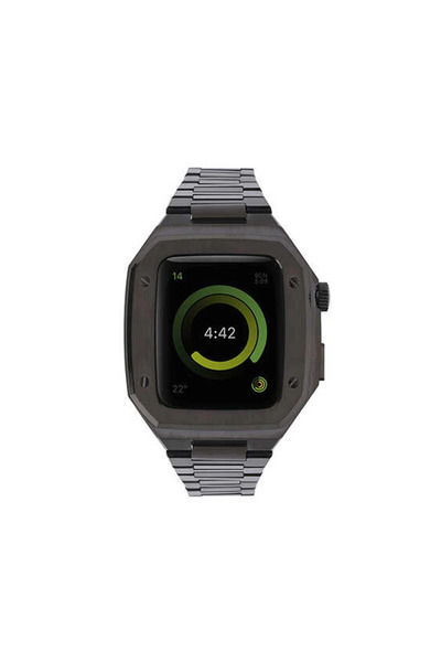 EMVERA Apple Watch 44mm Metal Petek Kasalı Kordon - Siyah