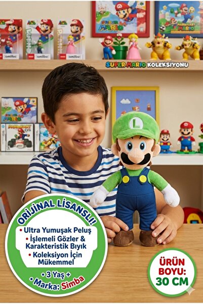 TOYFEST Simba Super Mario Luigi Plush Toy 30 cm Original Licensed Soft Figure...
