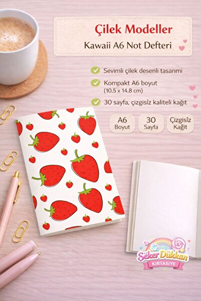 ÖZ KIRTASİYE Çilek Temalı Çizgisiz Not Defteri