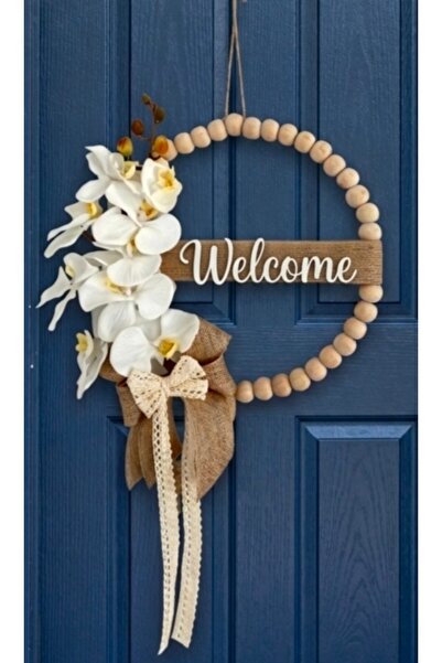 Home Μετάξι & Σιδερένια Ξύλινη Ορχιδέα με Χάντρες Welcome