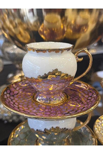 LOKMAN ZÜCCACİYE SHOWROOM Special Design Hand Painted Gold Gilt Coffee Cup Se...
