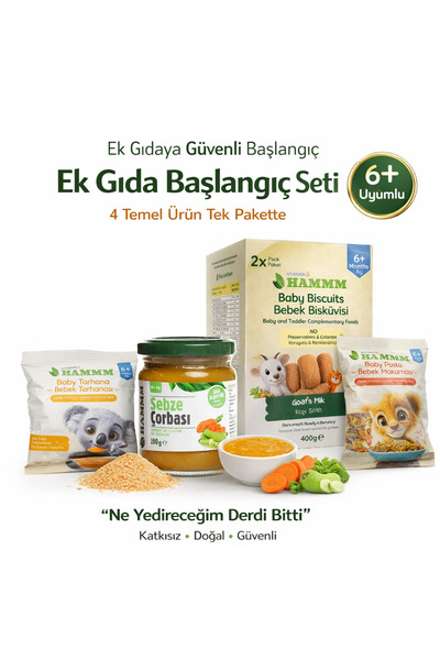 Hamm Ek Gıda Başlangıç Seti 4’lü | Tarhana Çorba Bisküvi Makarna (6+ Ay)