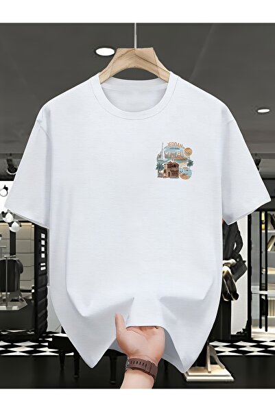 yiou trendy clothing تي شيرت رجالي بنمط معالم مدينة جدة