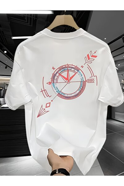 yiou trendy clothing تي شيرت رجالي أسود مزين بزخارف ورود حمراء وزرقاء ونقوش ه...