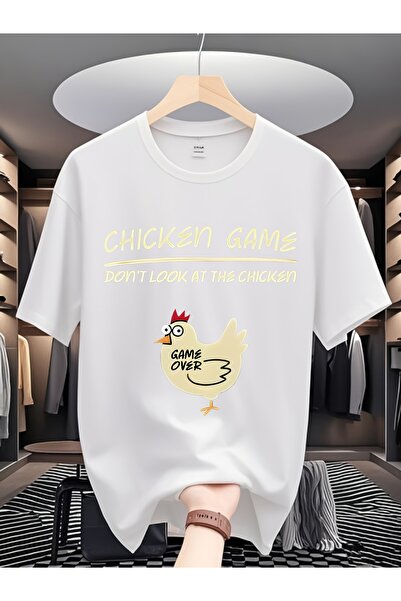 yiou trendy clothing تي شيرت رجالي بتصميم مرح يحمل عنوان "لعبة الدجاج".