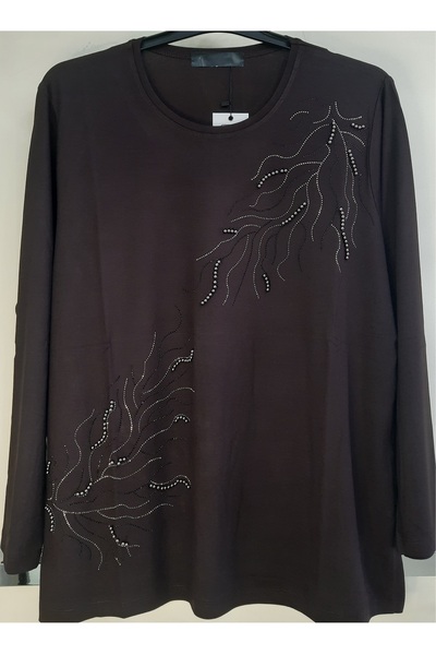 N.Y.YILDIZ Μπλούζα plus size - Καφέ - Συν μέγεθος