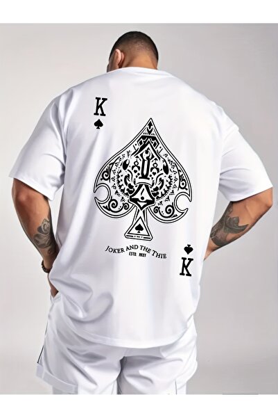 yiou trendy clothing تي شيرت رجالي بتصميم الملك السبيط والحرف "K"