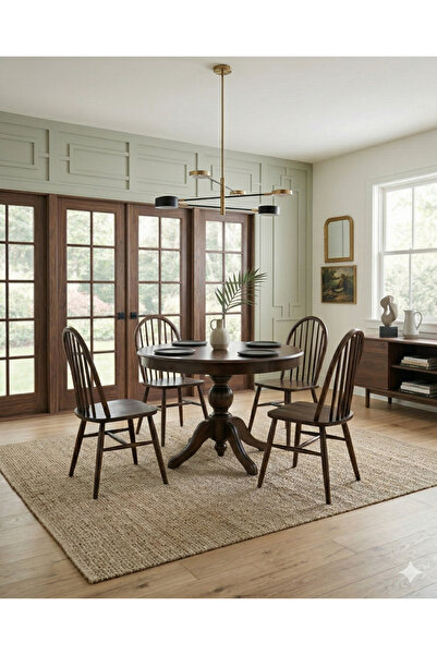 KleinHaus Furniture Luvion Ahşap Masa Takımı 4 Sandalyeli Açılır Mekanizmalı ...