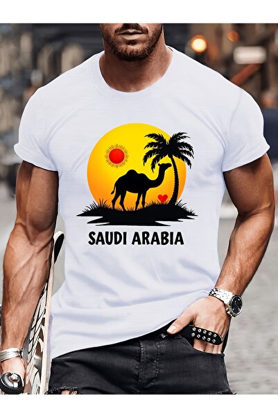 yiou trendy clothing تي شيرت رجالي سعودي بتصميم جرافيك - تصميم صحراوي عربي