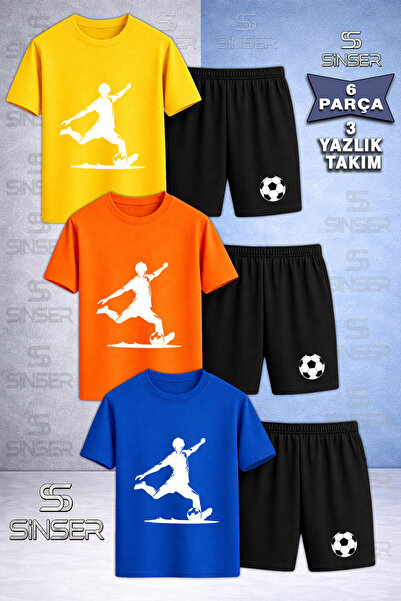 SS SİNSER Children's Football Player White Custom Printed Crew Neck 3-Piece T...