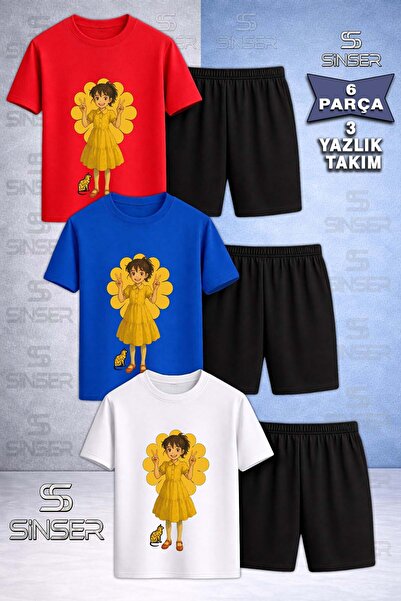 SS SİNSER Children's Hvn Girl Anime Custom Printed Crew Neck 3-Piece T-Shirt ...
