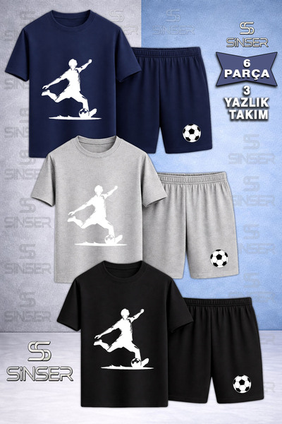 SS SİNSER تي شيرت للأطفال من نوع FOOTBALL PLAYER SUT ATAN BEYAZ مطبوع حسب الط...